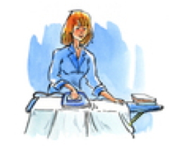 Femme de ménage illustrant les prestations de nettoyage,repassage,courses,travaux